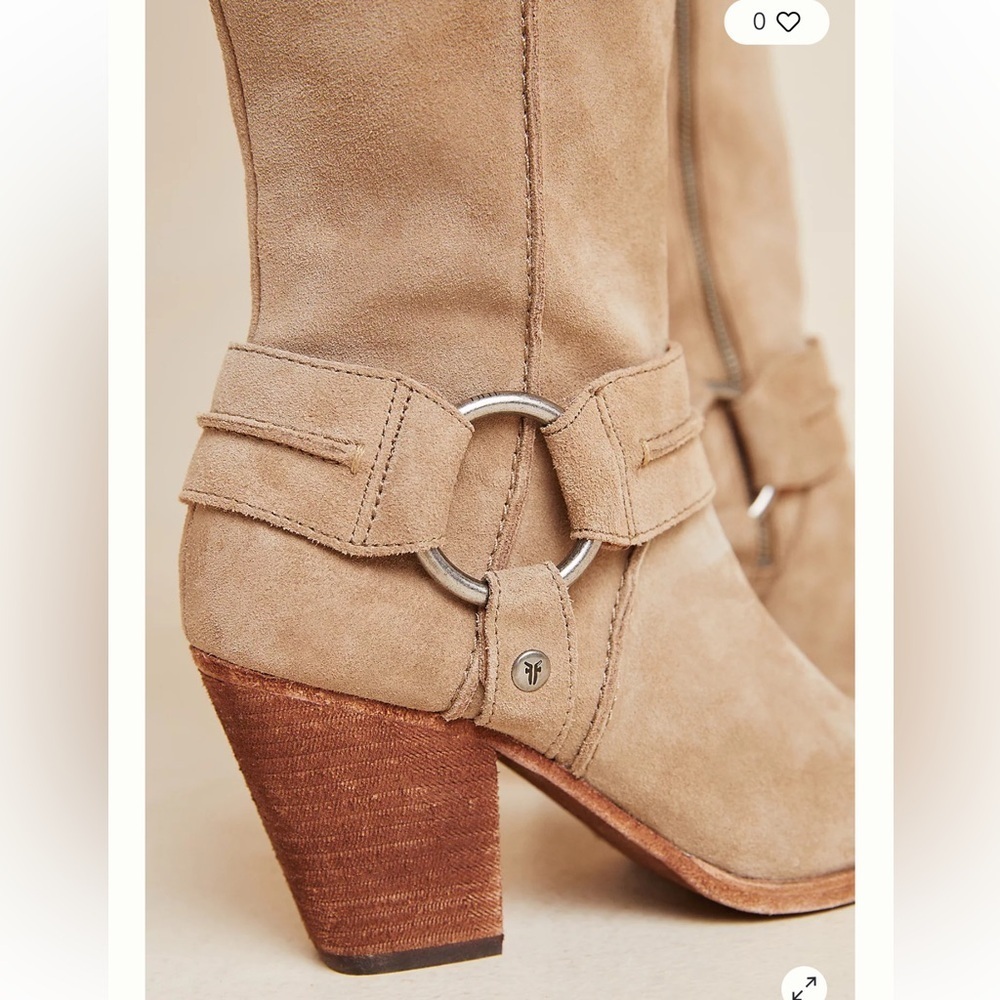 FRYE Anthropologie Suede Essa Seam Harness Tall Knee Boots Sz 6.5 NWOT - Picture 2 of 13
